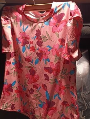 Pink Floral Short Sleeve Tee